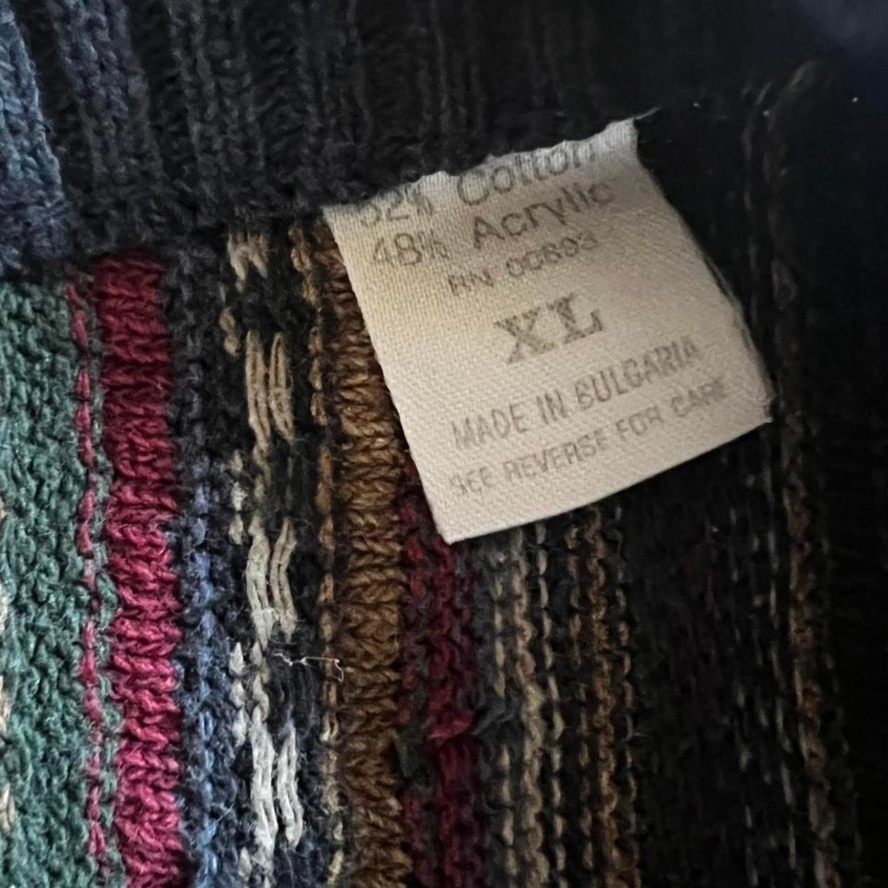 Vintage 90s Florence Tricot Henley Italian Coogi sweater multicolor - Picture 5 of 7